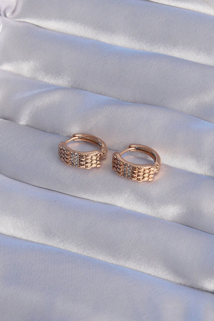 XUPING Rose Color Zircon Stone Embroidered Hoop Earrings