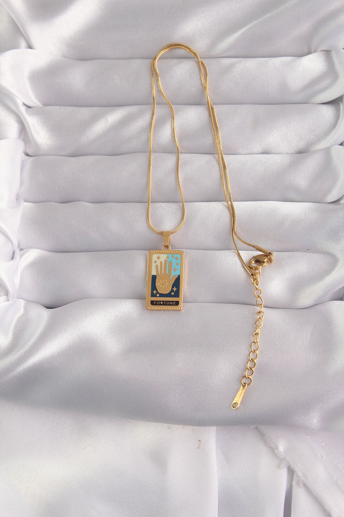 316L Steel Gold Color Mixed Enamel Hand Figure Tarot Necklace
