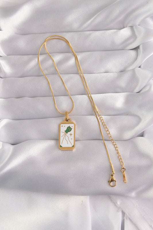 316L Steel Gold Color White Enamel Tarot Necklace