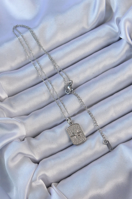 316L Steel Chain Silver Color Zircon Stone Polar Star Vintage Necklace