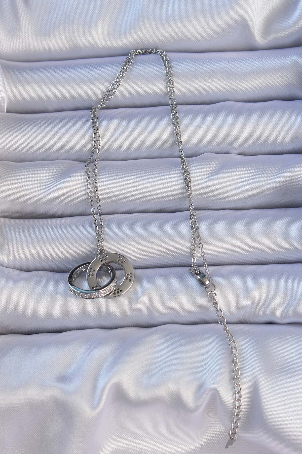 316L Steel Silver Color Zircon Stone Necklace