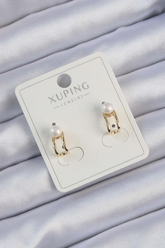 Xuping Gold Color Pearl Stone Hoop Earrings