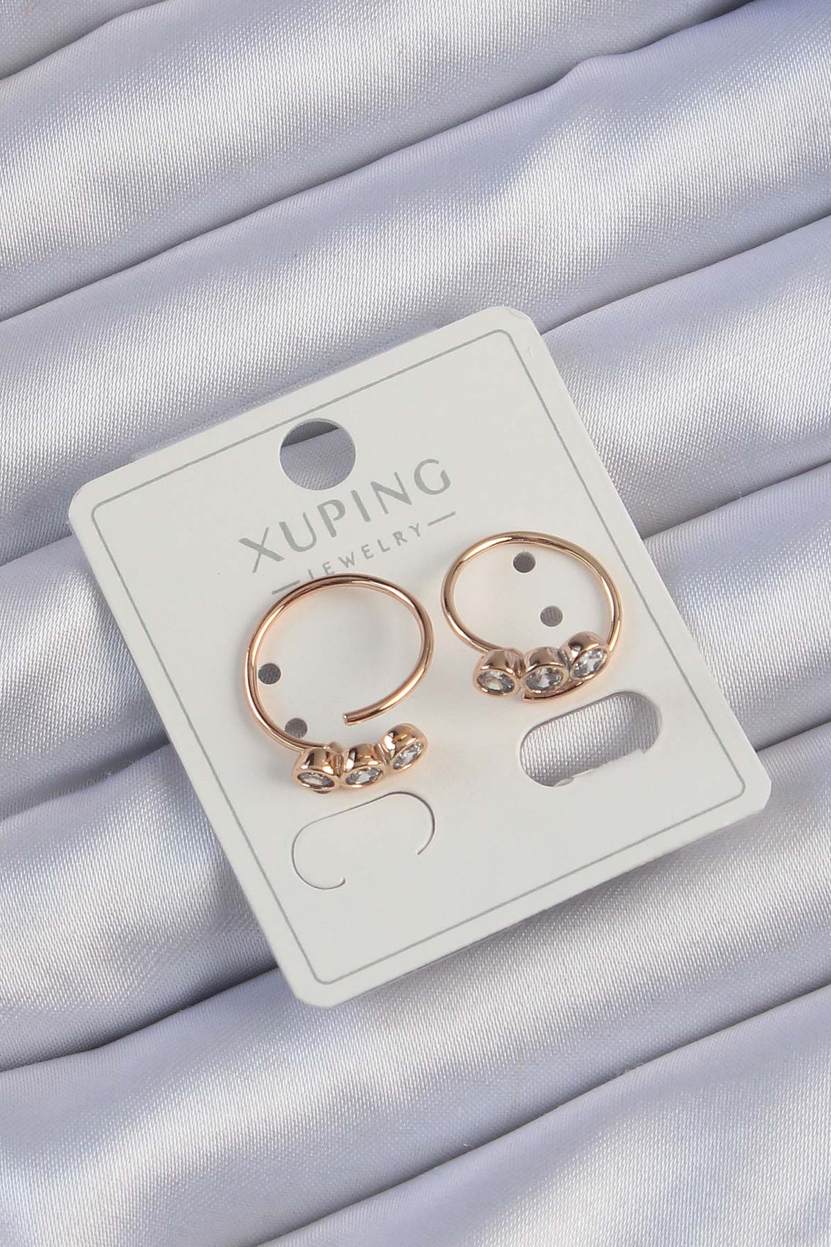 Xuping Rose Color Zircon Stone Waterway Earrings