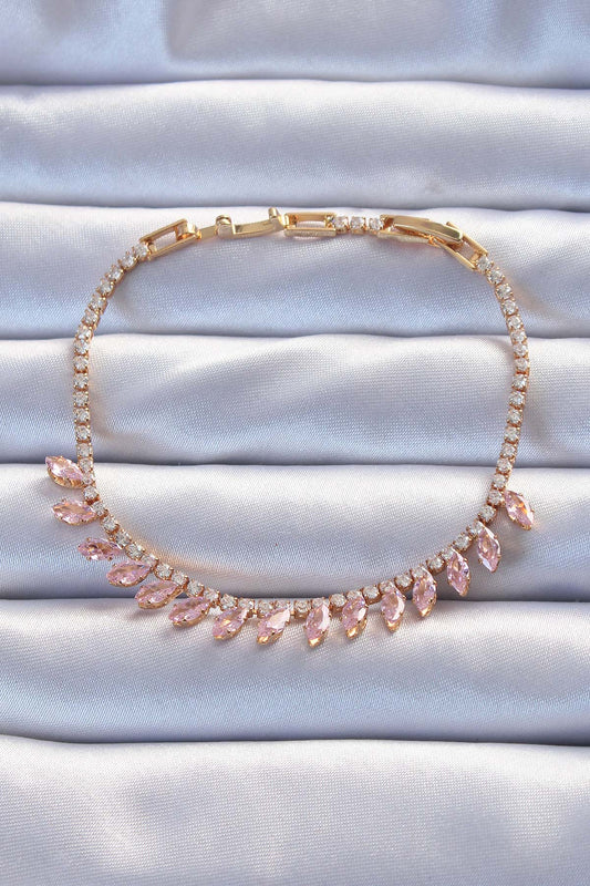 Brass VIP Series Gold Color Pink Zircon Stone Bracelet