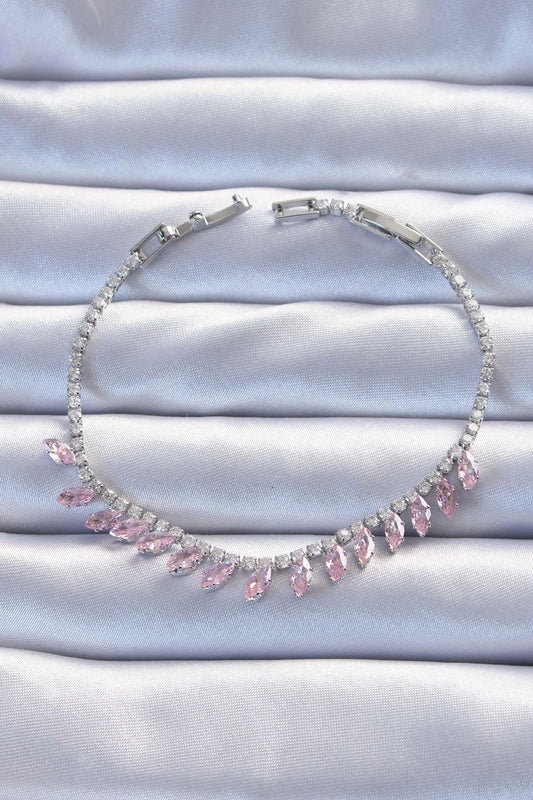 Brass VIP Series Silver Color Pink Zircon Stone Bracelet