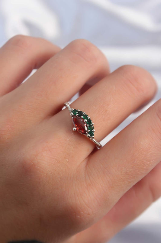 Brass Silver Color Colorful Zircon Stone Adjustable Watermelon Model Ring