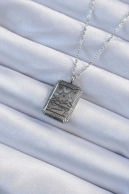 316L Steel Chain Antique Silver Color Moon Figured Tarot Necklace