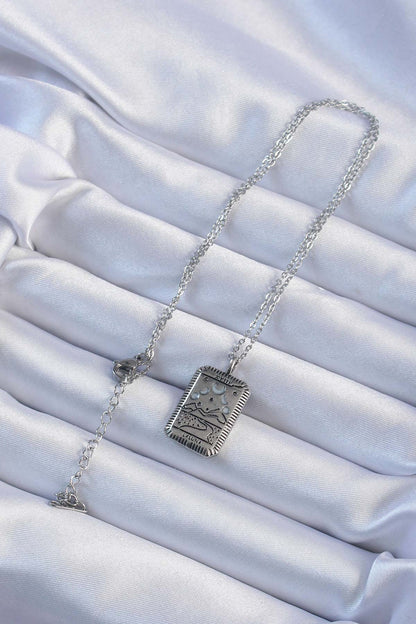 316L Steel Chain Antique Silver Color Moon Figured Tarot Necklace