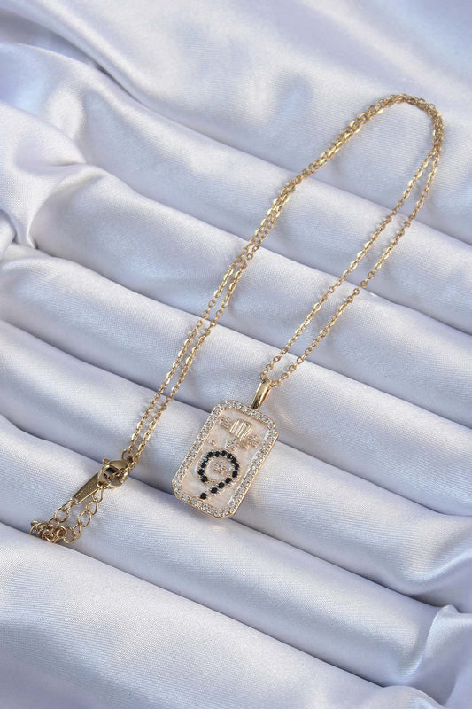 316L Steel Chain Gold Color Zircon Stone Minimal Daisy Figured Tarot Necklace