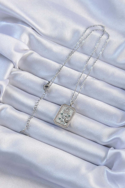 316L Steel Chain Silver Color Zircon Stone Lion Figured Tarot Necklace