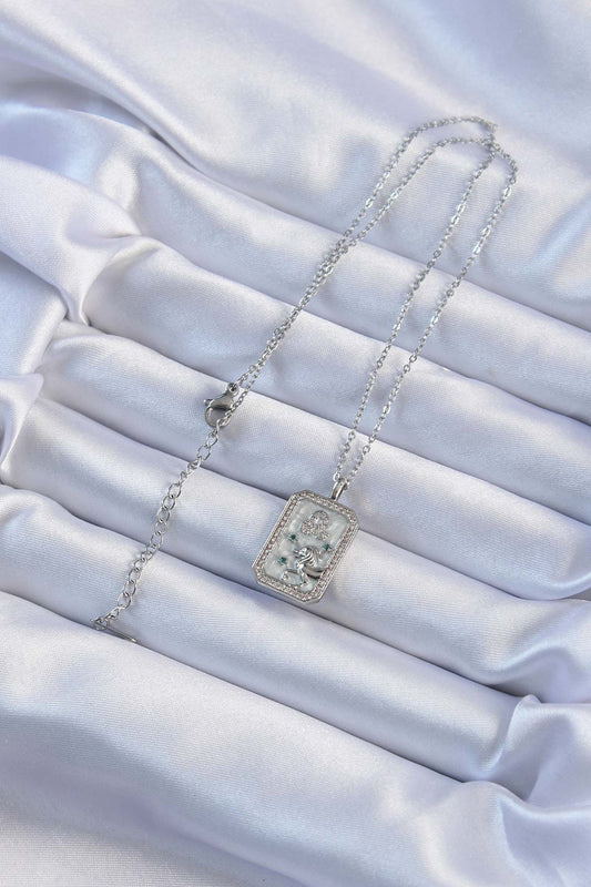 316L Steel Chain Silver Color Zircon Stone Lion Figured Tarot Necklace