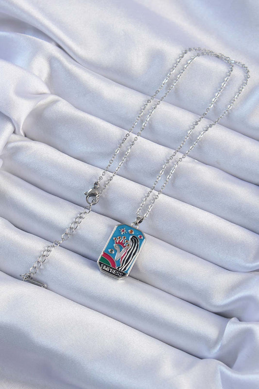 316L Steel Chain Silver Color Crown and Girl Figured Colorful Enamel Tarot Necklace