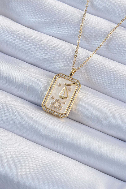 316L Steel Chain Gold Color Zircon Stone Framed Tarot Necklace