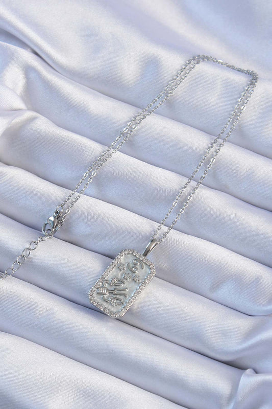 316L Steel Chain Silver Color Zircon Stone Framed Tarot Necklace