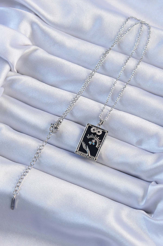 316L Steel Chain Silver Color Zircon Stone Infinity Figured Tarot Necklace