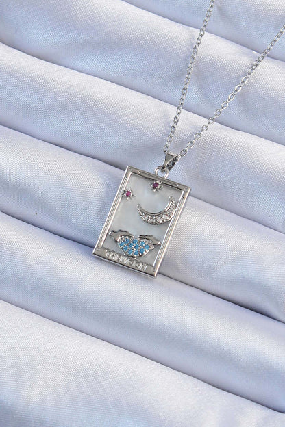 316L Steel Chain Silver Color Zircon Stone Moon Figured Tarot Necklace