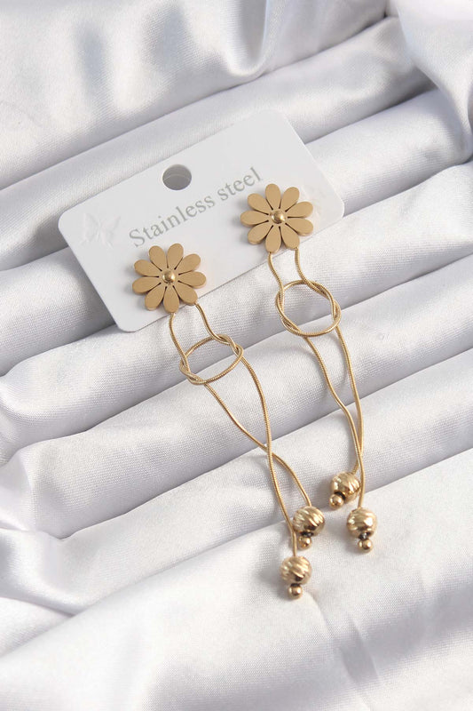 316L Steel Gold Color Dangle Knot Model Daisy Earrings