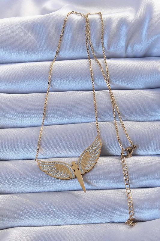 316L Steel Gold Color Zircon Stone Michael Necklace