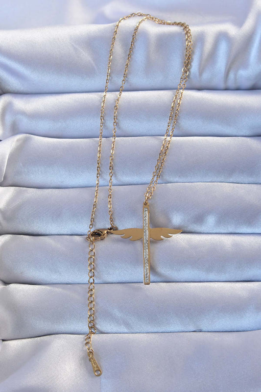 316L Steel Gold Color Zircon Stone Michael Necklace