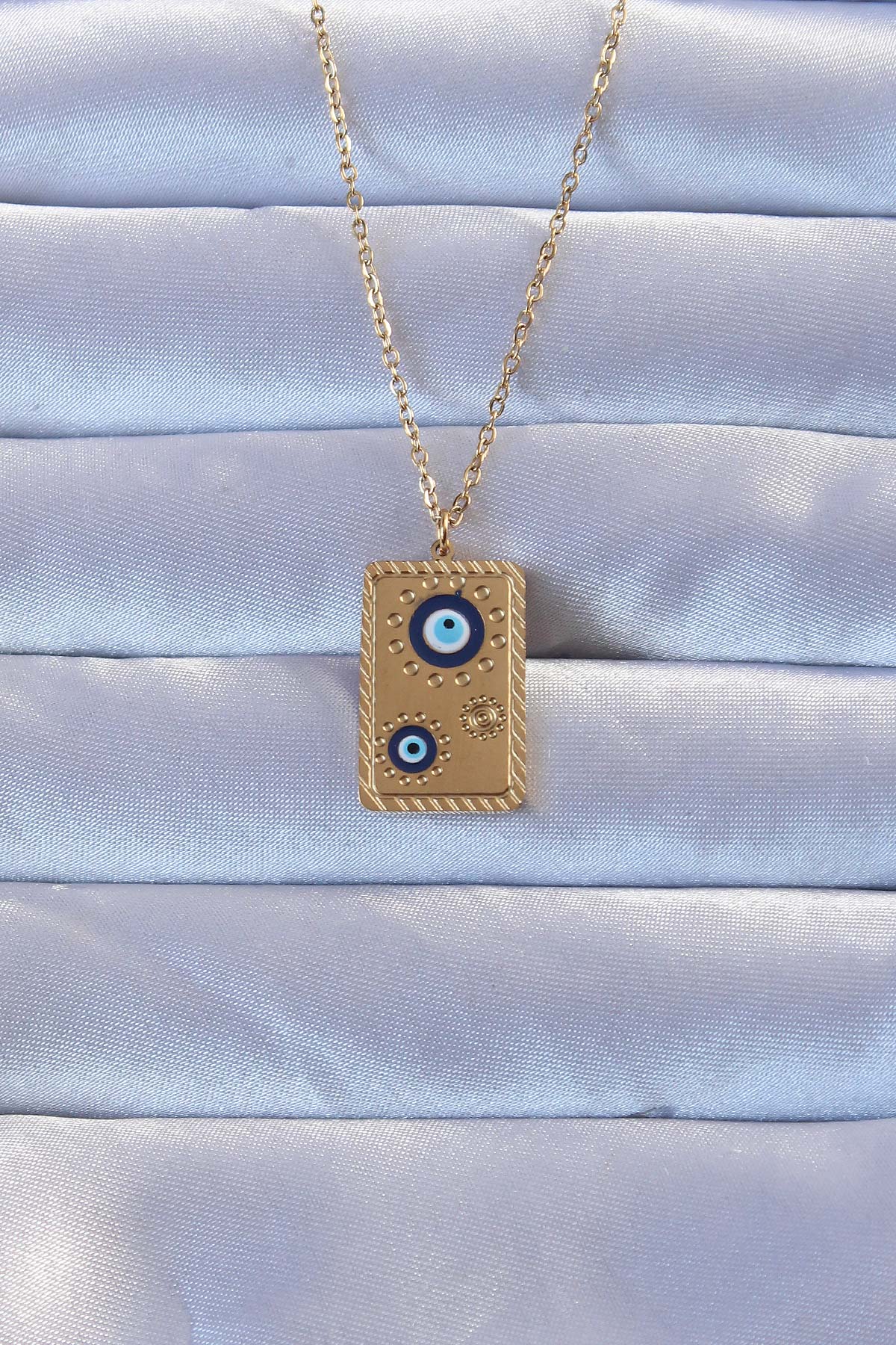 316L Gold Color Embroidered Evil Eye Vintage Necklace