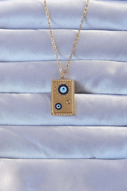 316L Gold Color Embroidered Evil Eye Vintage Necklace
