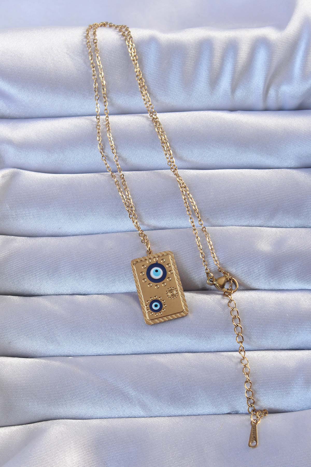 316L Gold Color Embroidered Evil Eye Vintage Necklace