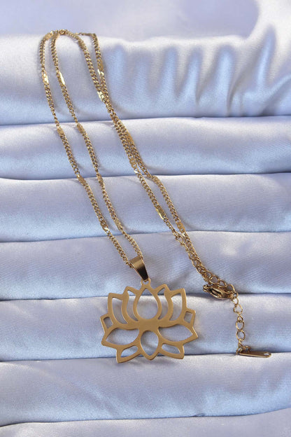316L Gold Color Lotus Necklace