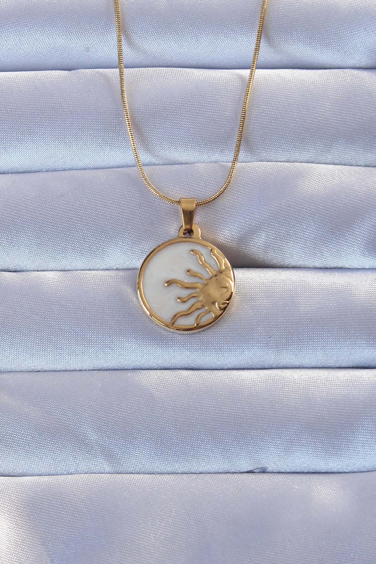 316L Gold Color Enamel Shining Sun Necklace