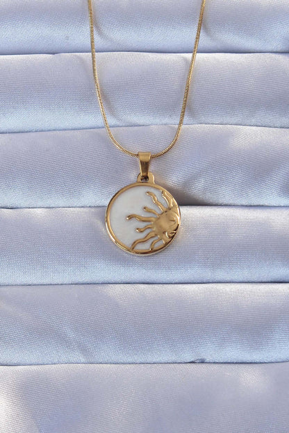 316L Gold Color Enamel Shining Sun Necklace