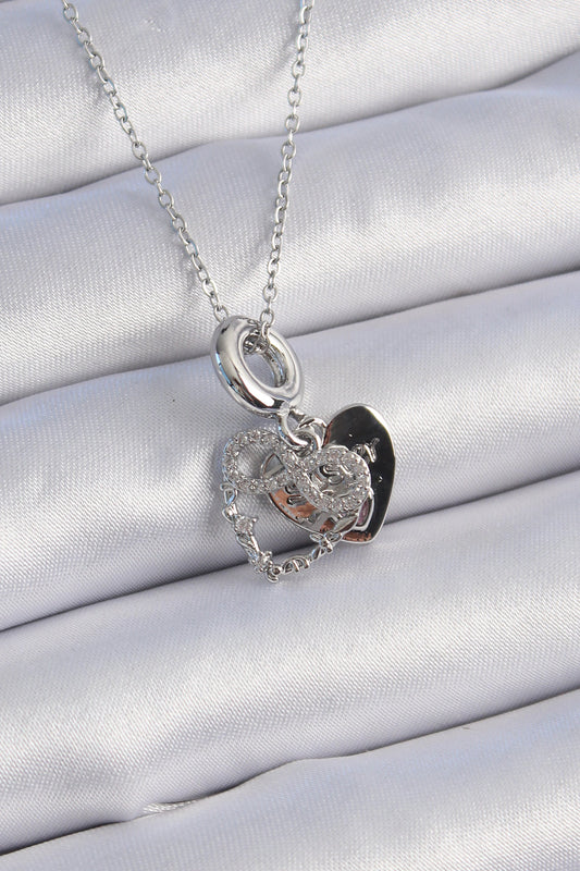 316L Steel Silver Color Zircon Stone Infinity Heart Figure Charm Model Women's Necklace