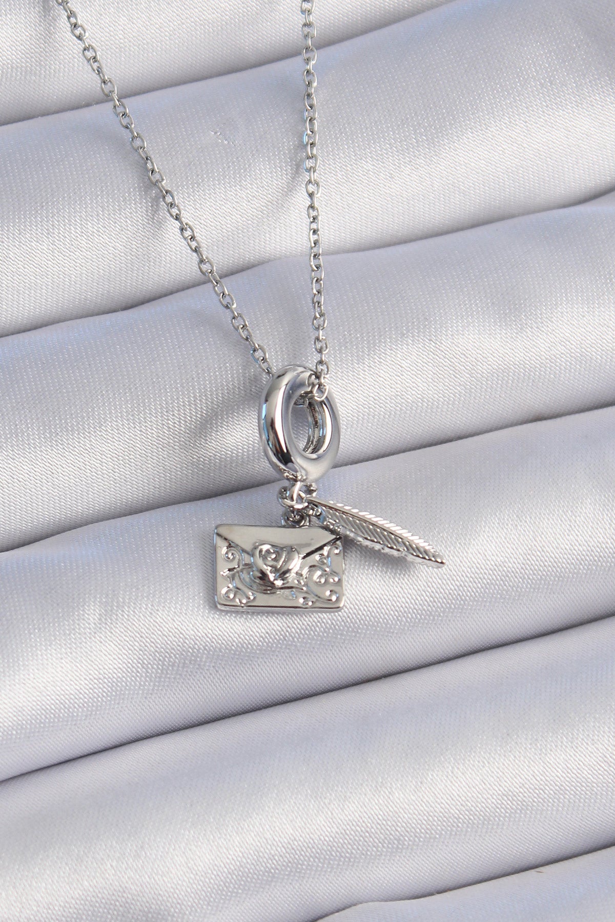 316L Steel Silver Color Heart Detail Letter Figure Charm Model Women's Necklace