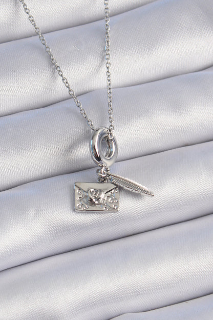 316L Steel Silver Color Heart Detail Letter Figure Charm Model Women's Necklace