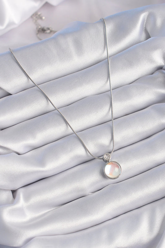 316L Steel Silver Color White Pearl Vintage Model Women's Necklace