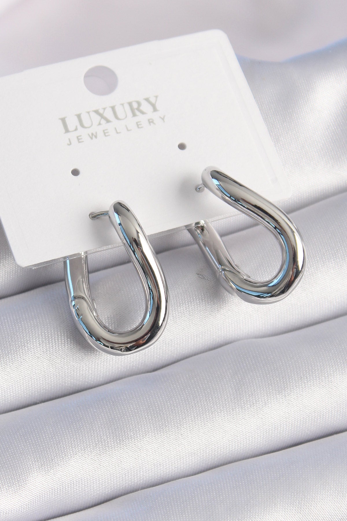Brass Silver Color Hoop Model Women's Earrings