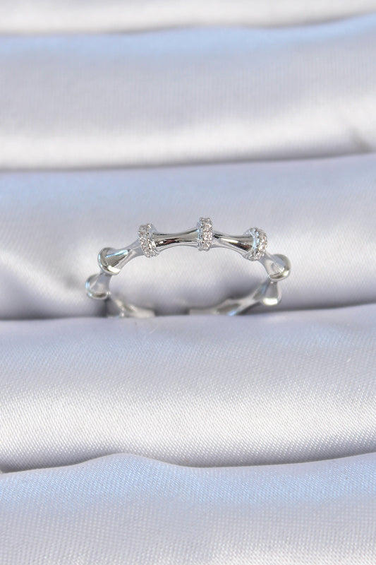 Brass Silver Color Zircon Stone Women's Ring