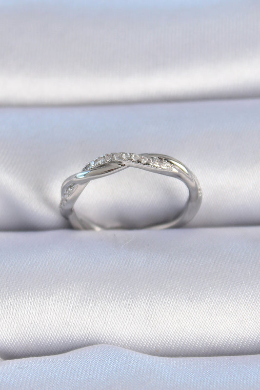 Brass Silver Color Zircon Stone Spiral Model Women's Ring