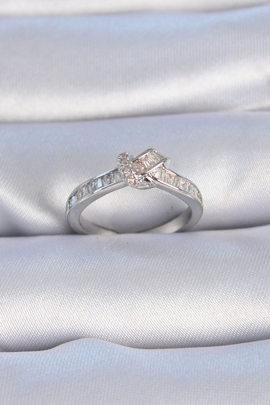 Brass Silver Color Zircon Stone Knot Model Women's Ring