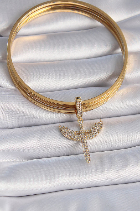 Brass Gold Color Zircon Stone Mikail Model Ajda Charm