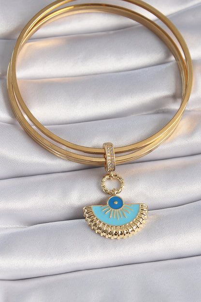Pirinç Gold Renk Nazar Boncuklu Ajda Charm