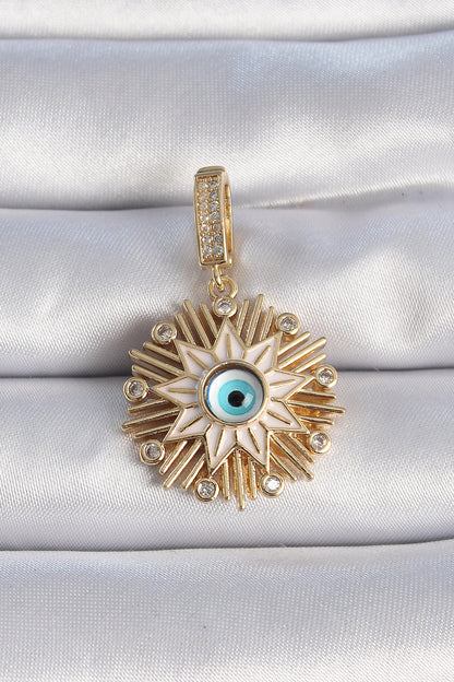 Brass Gold Color Evil Eye Beaded Fringed Star Figure Ajda Charm
