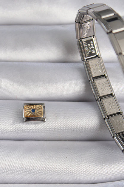 316L Steel Silver Color Gold Eye Embroidered Nomination Charm