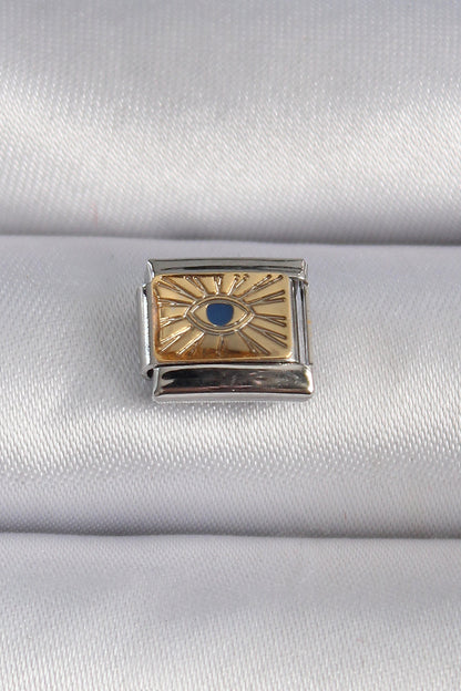 316L Steel Silver Color Gold Eye Embroidered Nomination Charm