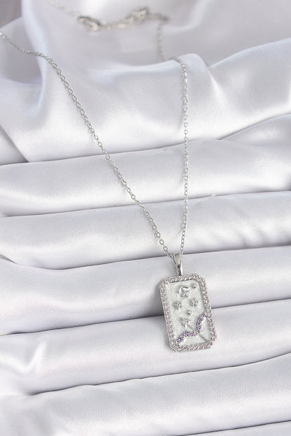 316L Çelik Gümüş Renk Zincir Yay Burcu Zirkon Taşlı Kadın Kolye