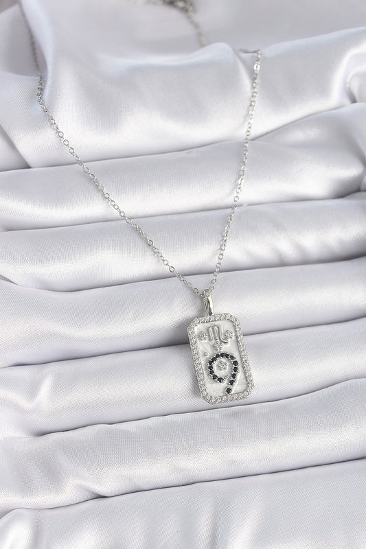 316L Steel Silver Color Chain Scorpio Zodiac Sign Zircon Stone Women's Necklace