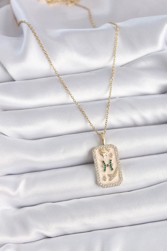 316L Steel Gold Color Chain Pisces Zircon Stone Women's Necklace