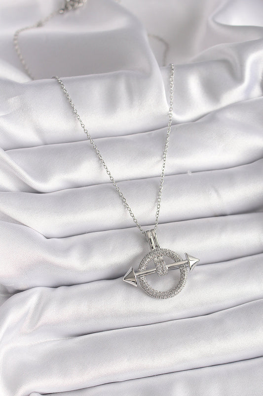 316L Steel Silver Color Chain Zircon Stone Ring Model Women's Necklace