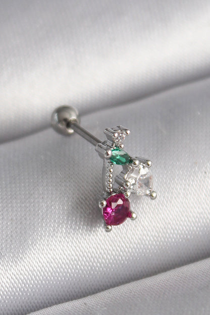 316L Steel Silver Color Zircon Stone Tragus Piercing