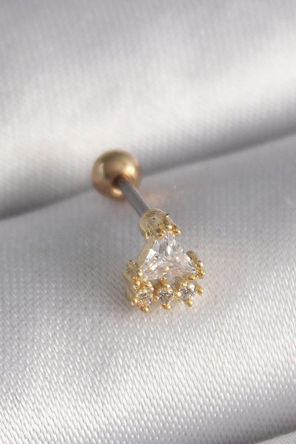 316L Steel Gold Color Triangle Zircon Stone Tragus Piercing
