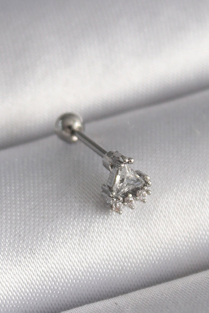 316L Steel Silver Color Triangle Zircon Stone Tragus Piercing