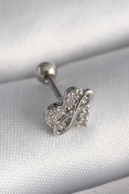 316L Steel Silver Color Zircon Stone Infinity Detail Tragus Piercing